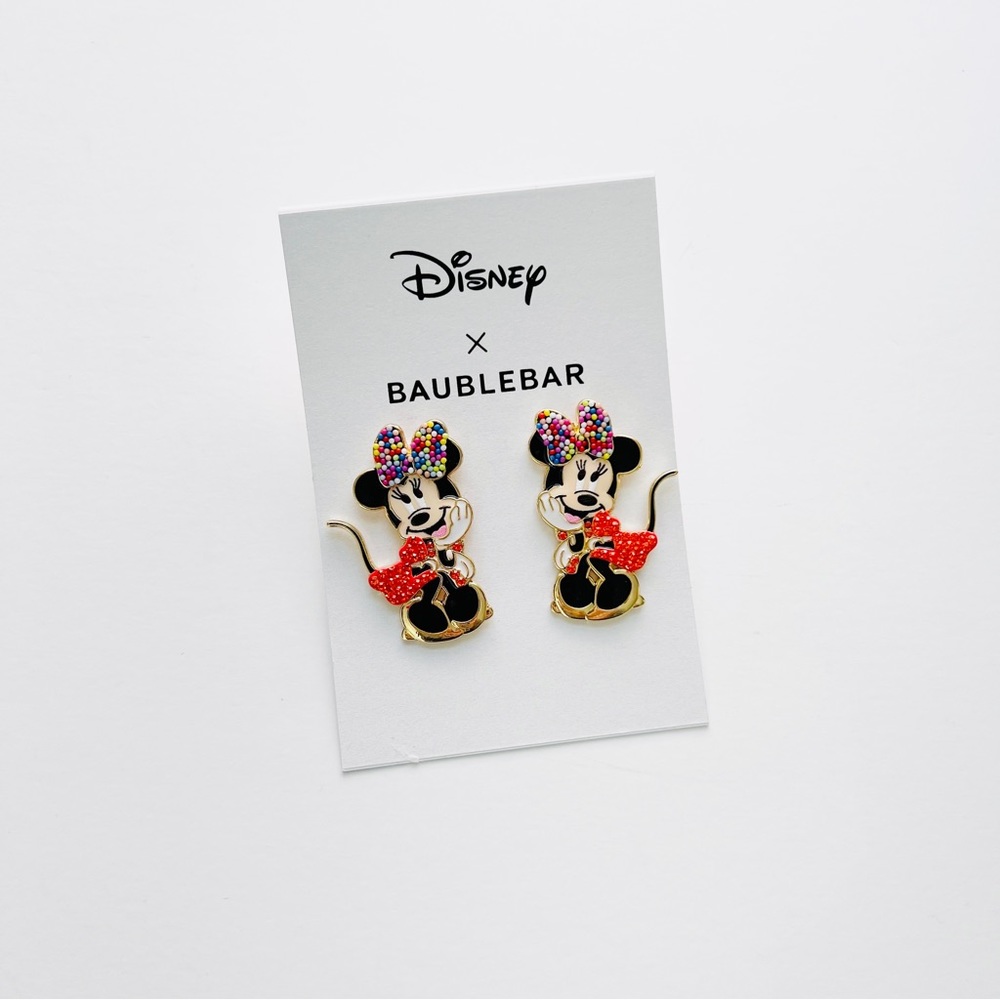 Disney x Baublebar Minnie Mouse Studded Statement Earrings NEW